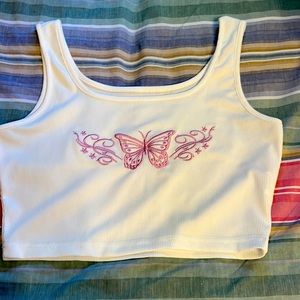 whit butterfly embroidered pacsun shirt